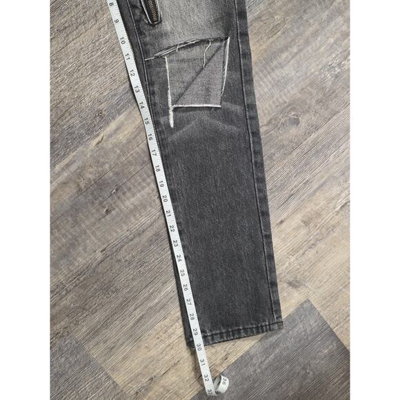 mnml D530 Zipper Straight Denim Jeans 30 Washed Black Distressed Streetwear NWT - Picture 4 of 7